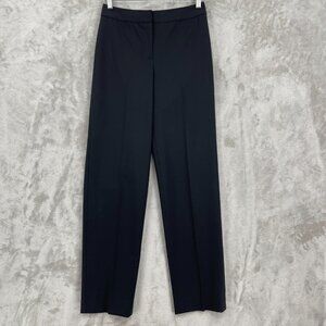 St. John Caviar Diana Straight Leg Wool Pants Trousers Black Career